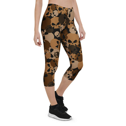 brown-skull-damen-capri-leggings-capri-leggings-jlr-design-12 - JLR Design