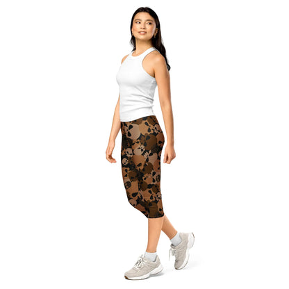 brown-skull-damen-capri-leggings-capri-leggings-jlr-design-3 - JLR Design