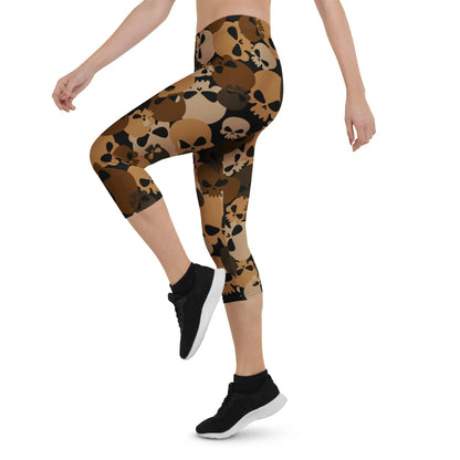 brown-skull-damen-capri-leggings-capri-leggings-jlr-design-9 - JLR Design