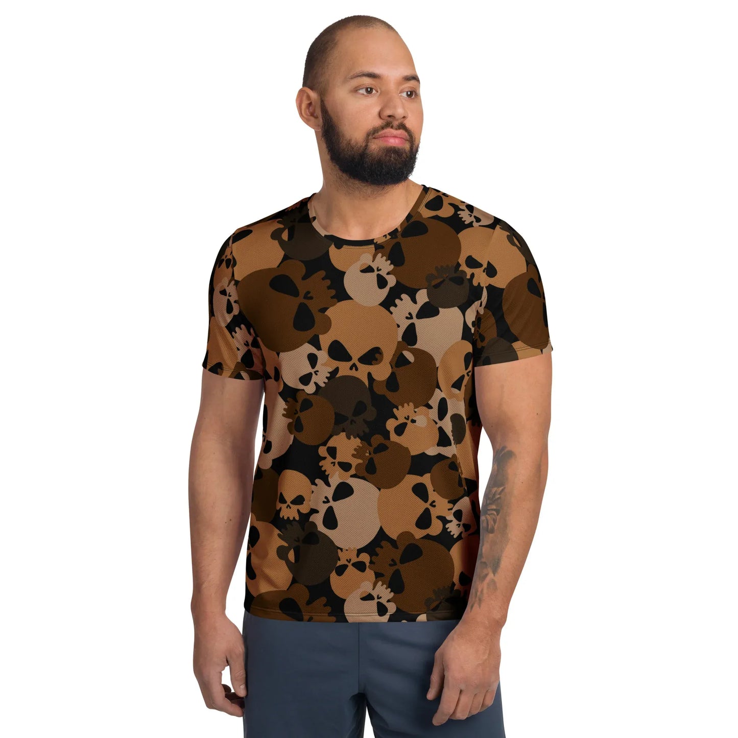 brown-skull-sport-t-shirt-fur-herren-sport-t-shirt-jlr-design-1 - JLR Design