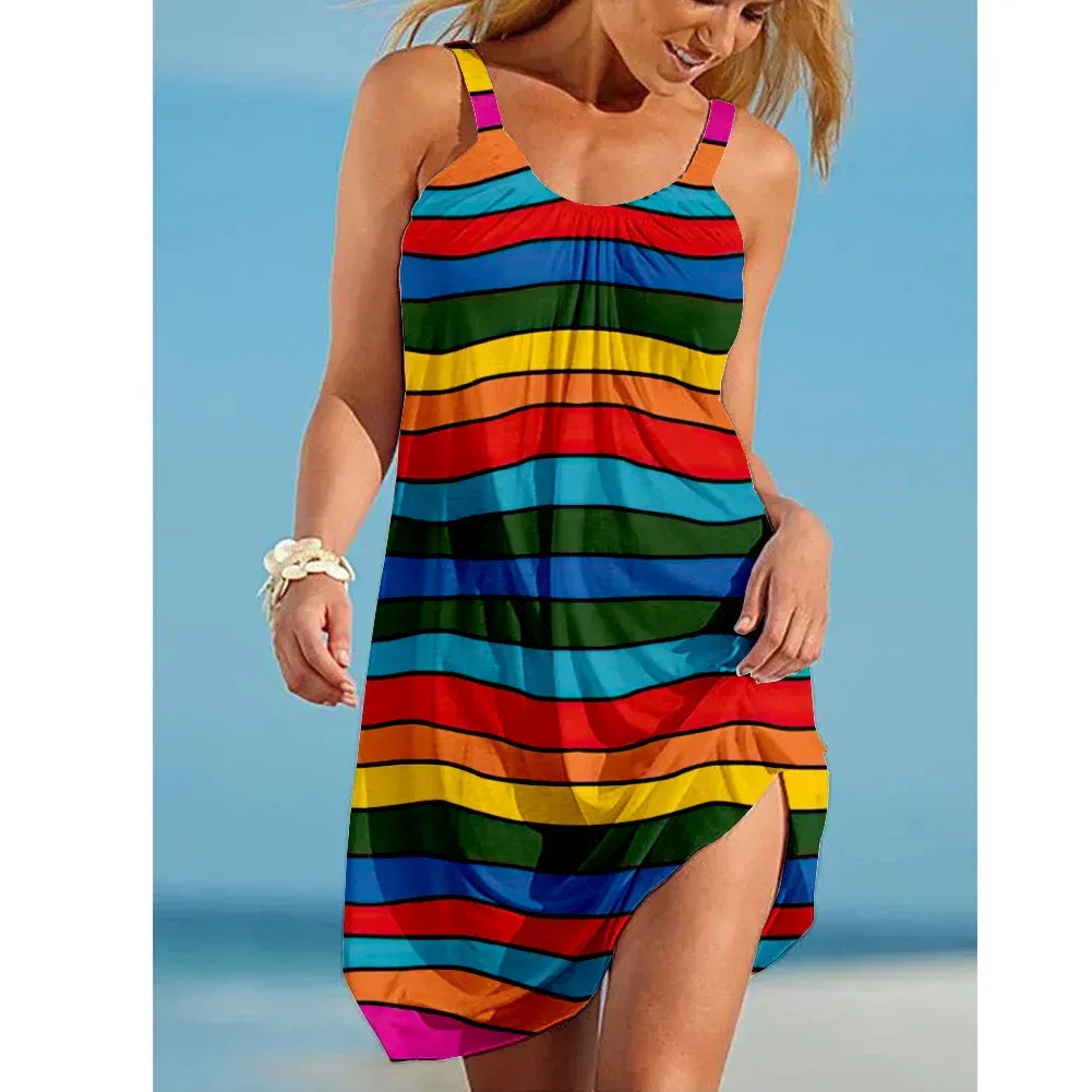 buntes-rainbow-midi-sommerkleid-kleid-jlr-design-2 - JLR Design