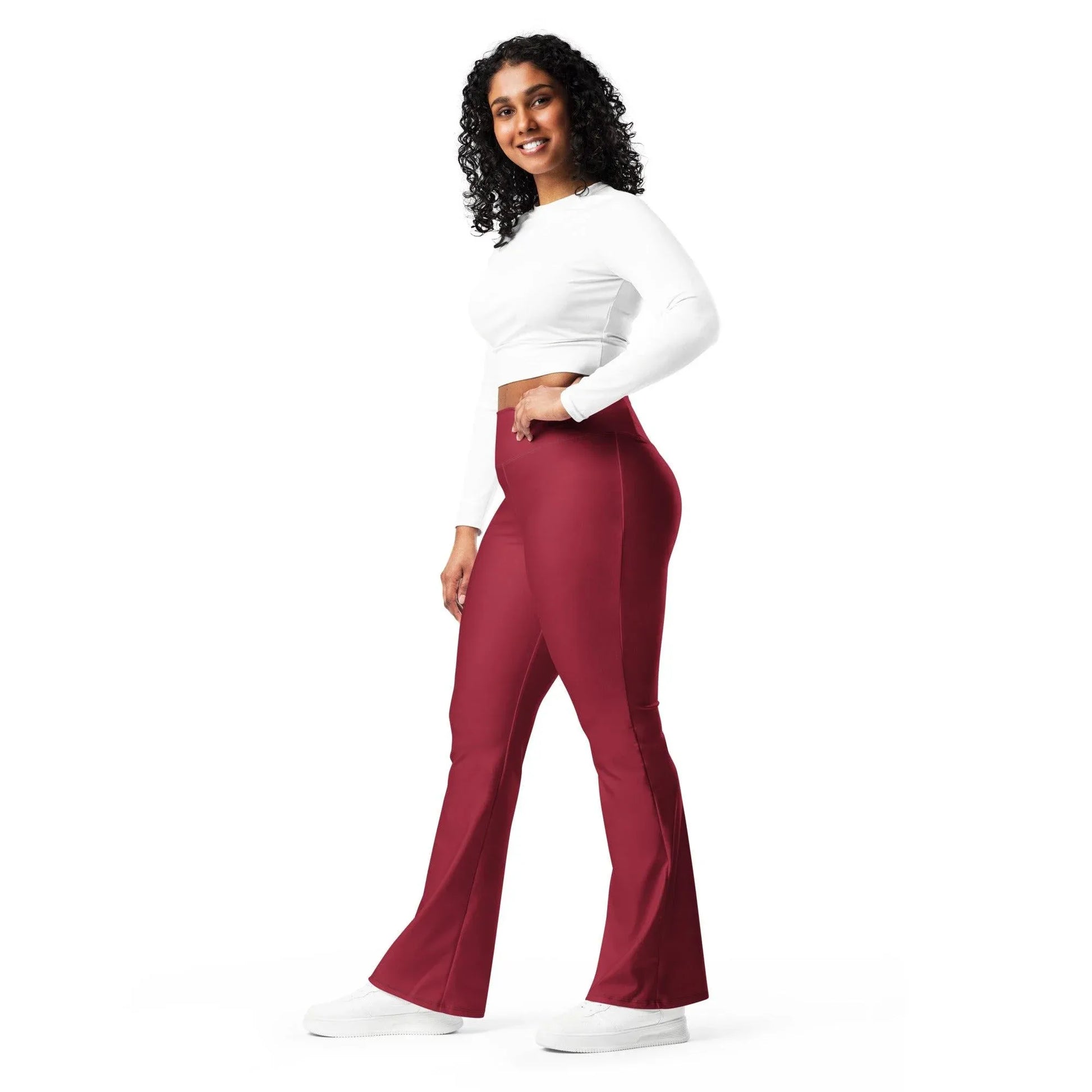 burgund-high-waist-flare-leggings-flare-leggings-jlr-design-11 - JLR Design