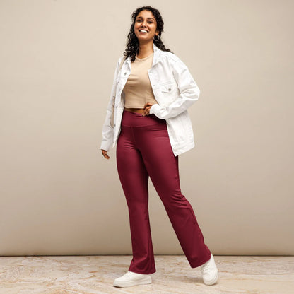burgund-high-waist-flare-leggings-flare-leggings-jlr-design-2 - JLR Design