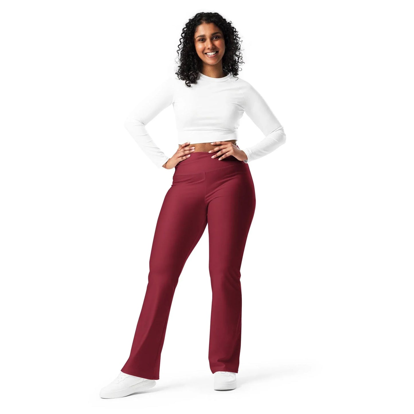 burgund-high-waist-flare-leggings-flare-leggings-jlr-design-8 - JLR Design