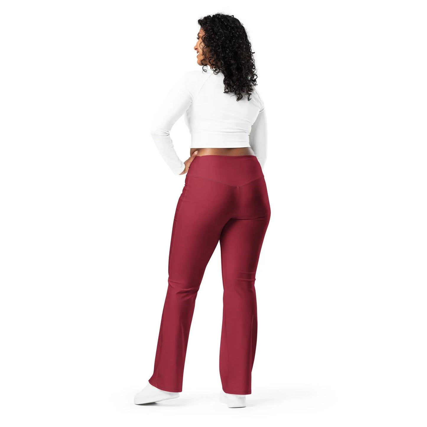 burgund-high-waist-flare-leggings-flare-leggings-jlr-design-9 - JLR Design