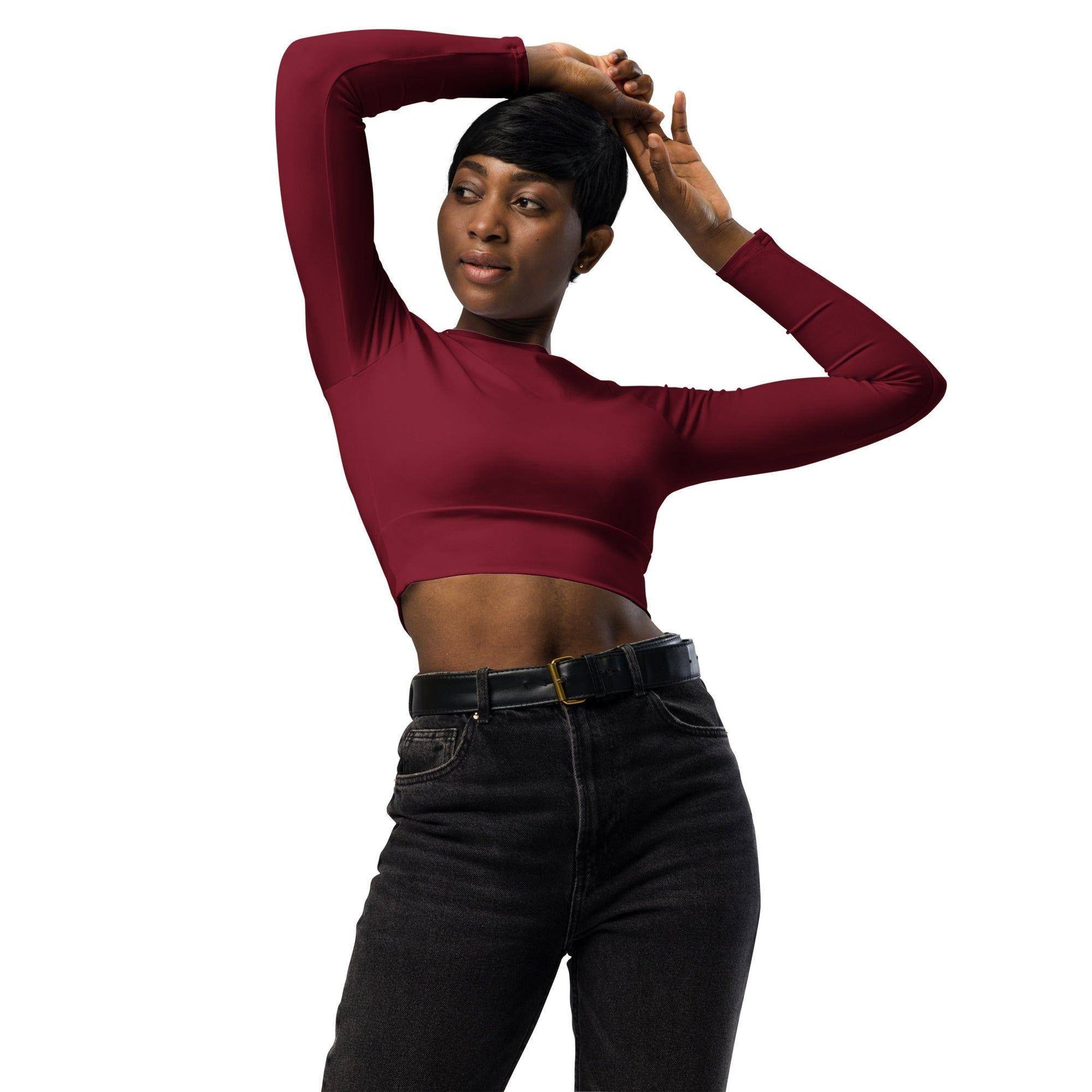 burgund-long-sleeve-damen-crop-top-long-sleeve-crop-top-jlr-design-1 - JLR Design