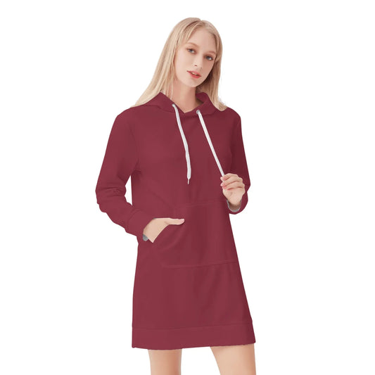 burgundes-damen-hoodiekleid-warmes-velvet-kapuzenkleid-aus-weichem-samt-fleece-hoodiekleid-jlr-design-1 - JLR Design