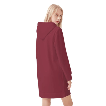 burgundes-damen-hoodiekleid-warmes-velvet-kapuzenkleid-aus-weichem-samt-fleece-hoodiekleid-jlr-design-2 - JLR Design