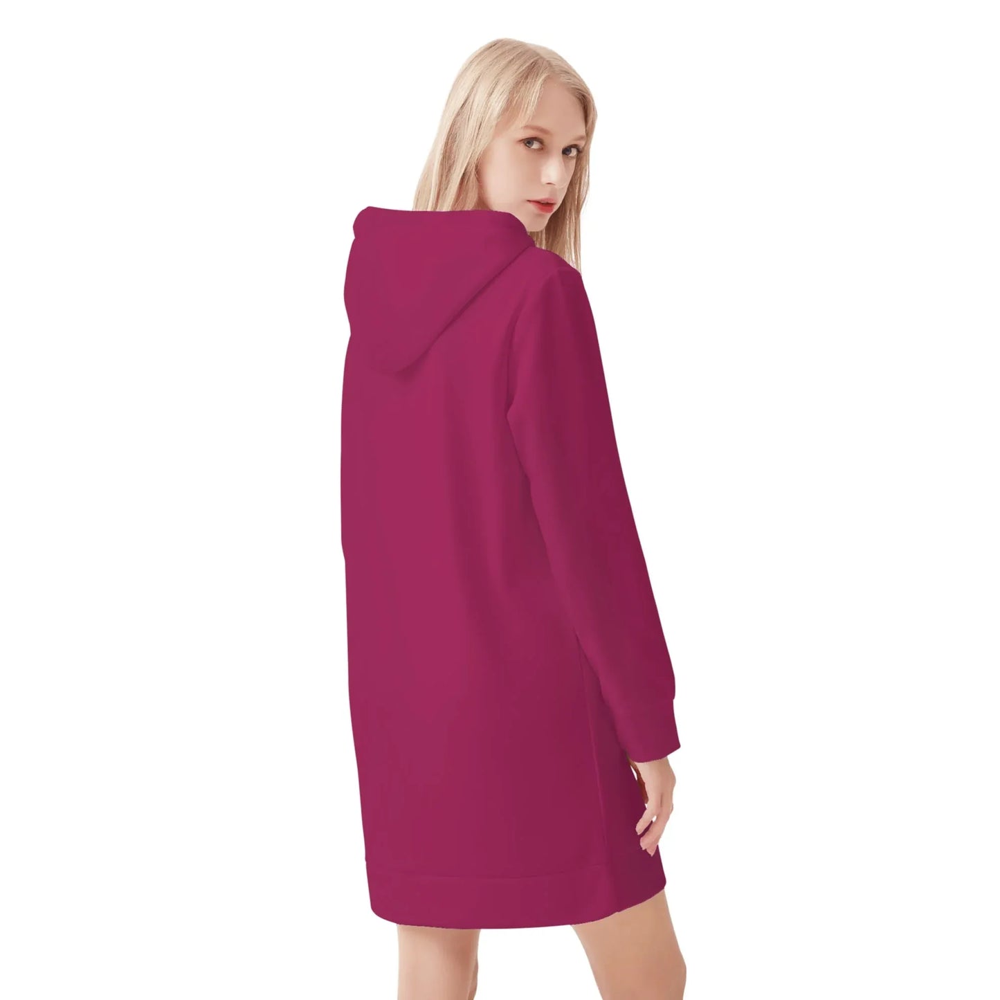 burgundy-damen-hoodiekleid-warmes-velvet-kapuzenkleid-aus-weichem-samt-fleece-hoodiekleid-jlr-design-2 - JLR Design