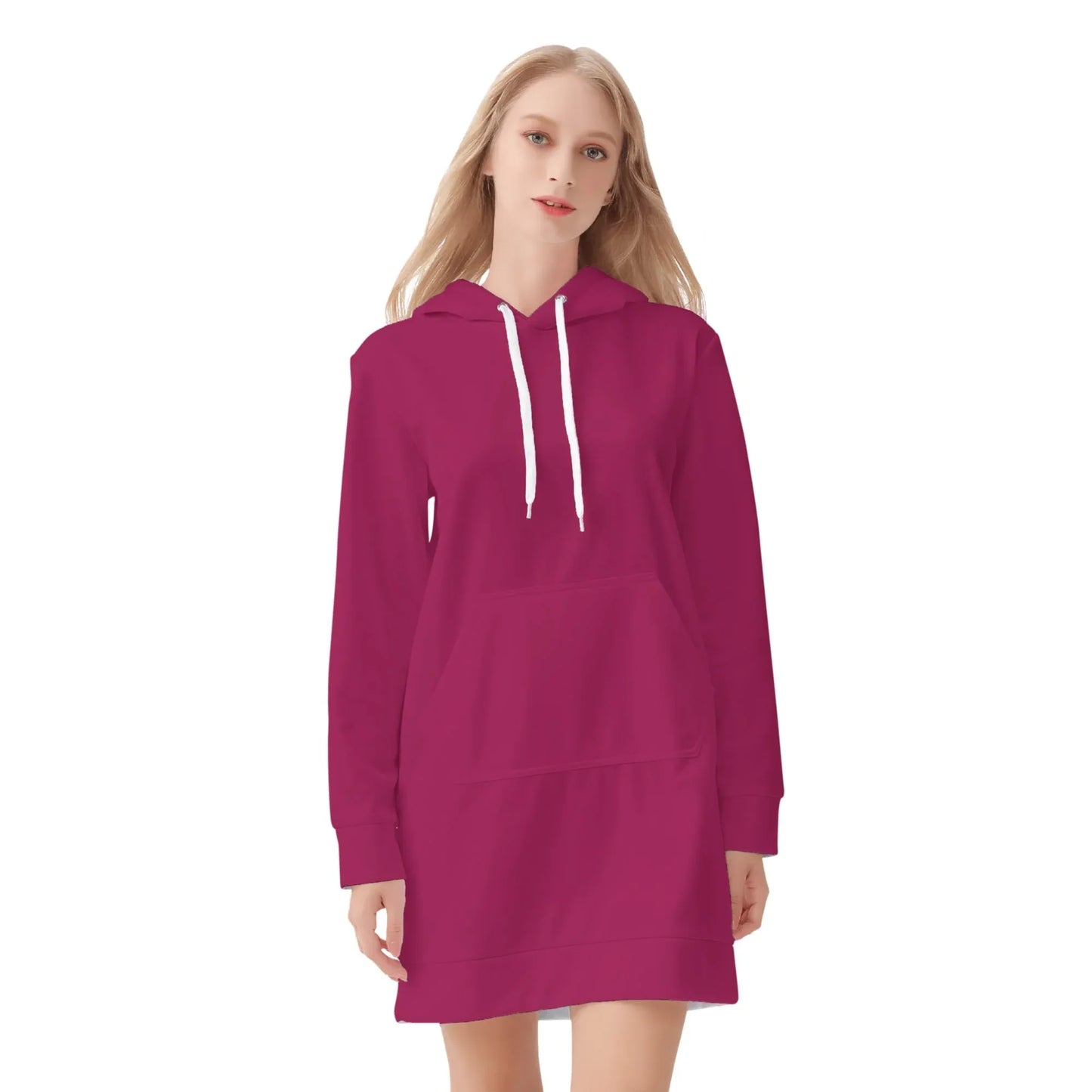 burgundy-damen-hoodiekleid-warmes-velvet-kapuzenkleid-aus-weichem-samt-fleece-hoodiekleid-jlr-design-3 - JLR Design