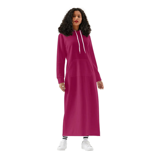 burgundy-damen-maxi-hoodiekleid-knochellanges-kapuzenkleid-aus-weich-angerautem-fleece-hoodiekleid-jlr-design-1 - JLR Design