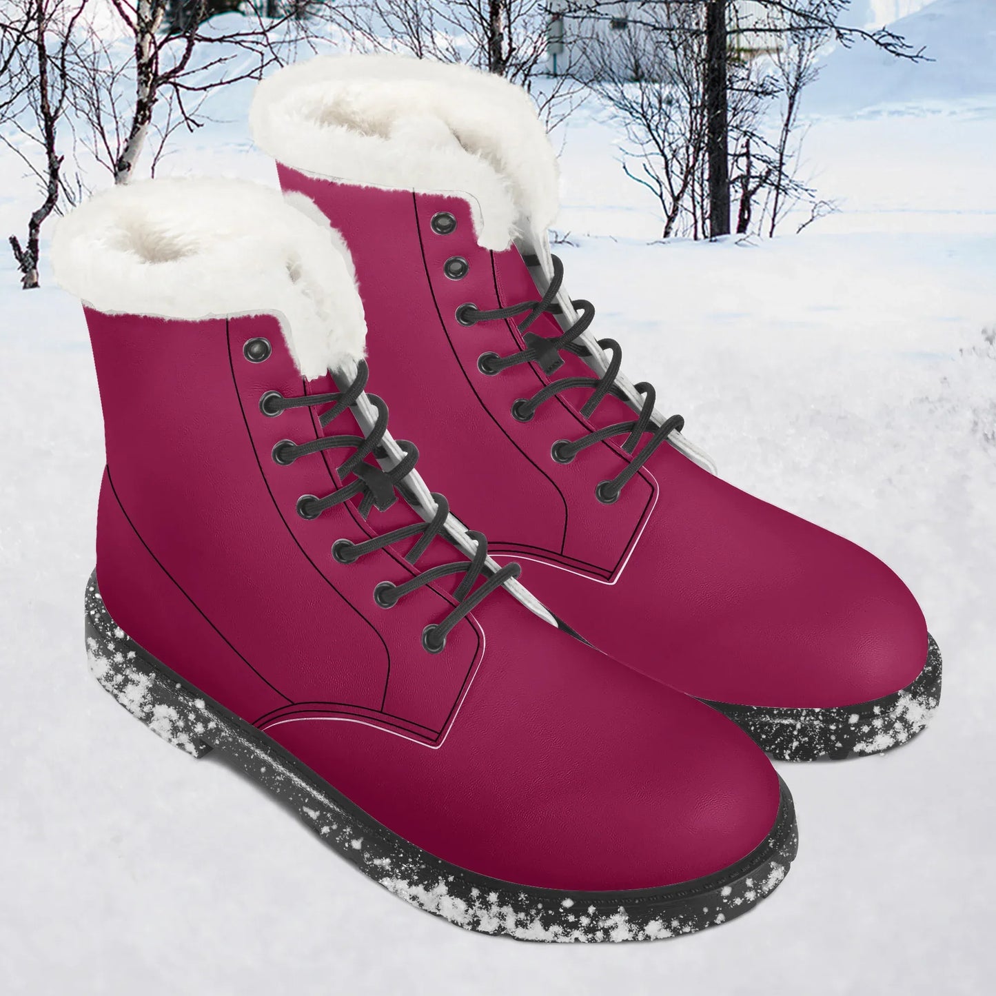 burgundy-faux-fur-leder-boots-boots-jlr-design-1 - JLR Design
