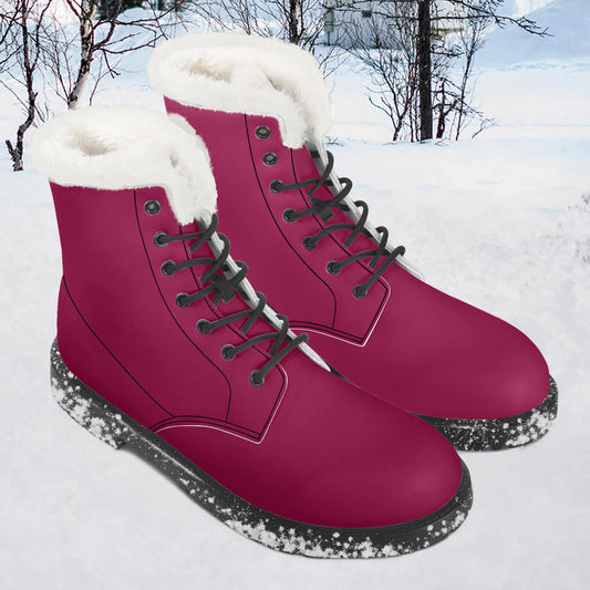 burgundy-faux-fur-leder-boots-boots-jlr-design-1 - JLR Design