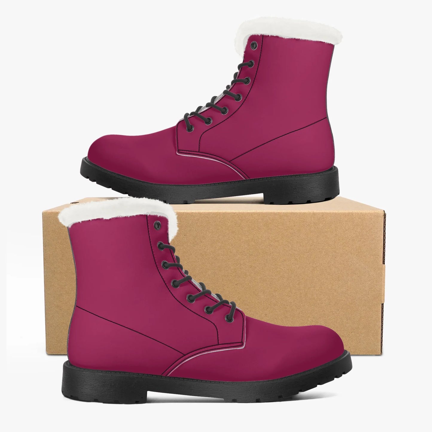 burgundy-faux-fur-leder-boots-boots-jlr-design-5 - JLR Design