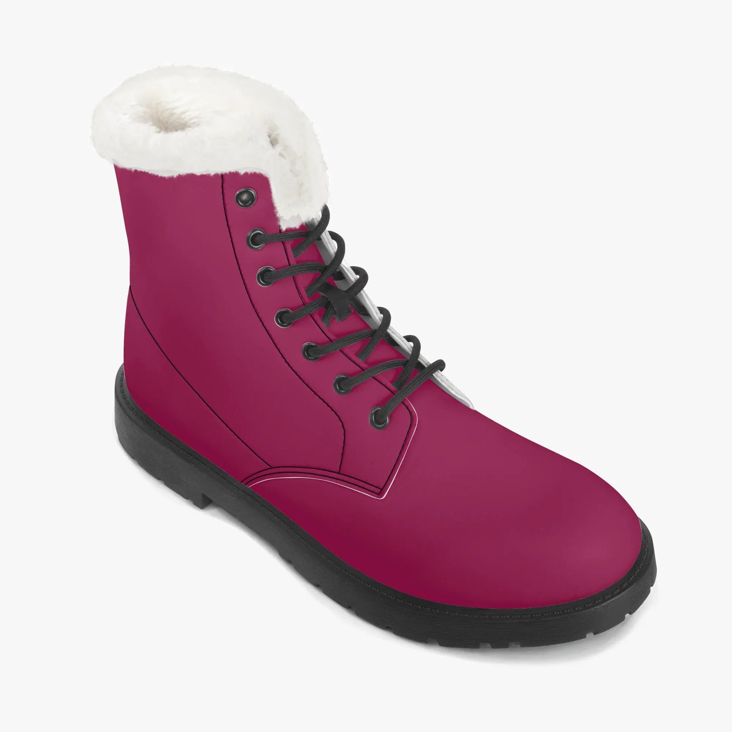 burgundy-faux-fur-leder-boots-boots-jlr-design-7 - JLR Design