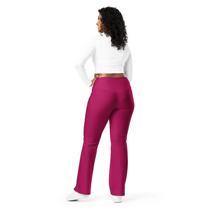 burgundy-high-waist-flare-leggings-flare-leggings-jlr-design-10 - JLR Design