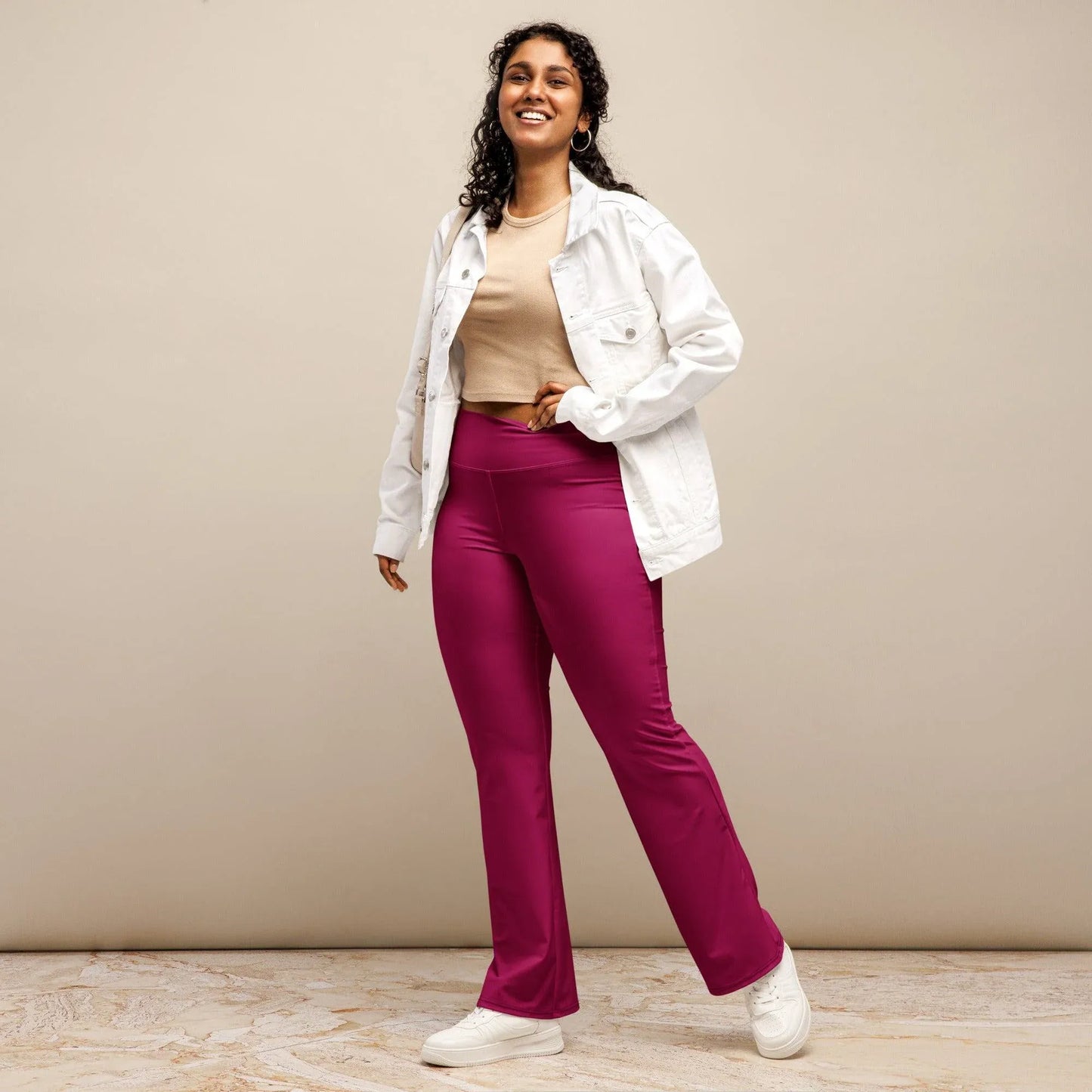 burgundy-high-waist-flare-leggings-flare-leggings-jlr-design-3 - JLR Design