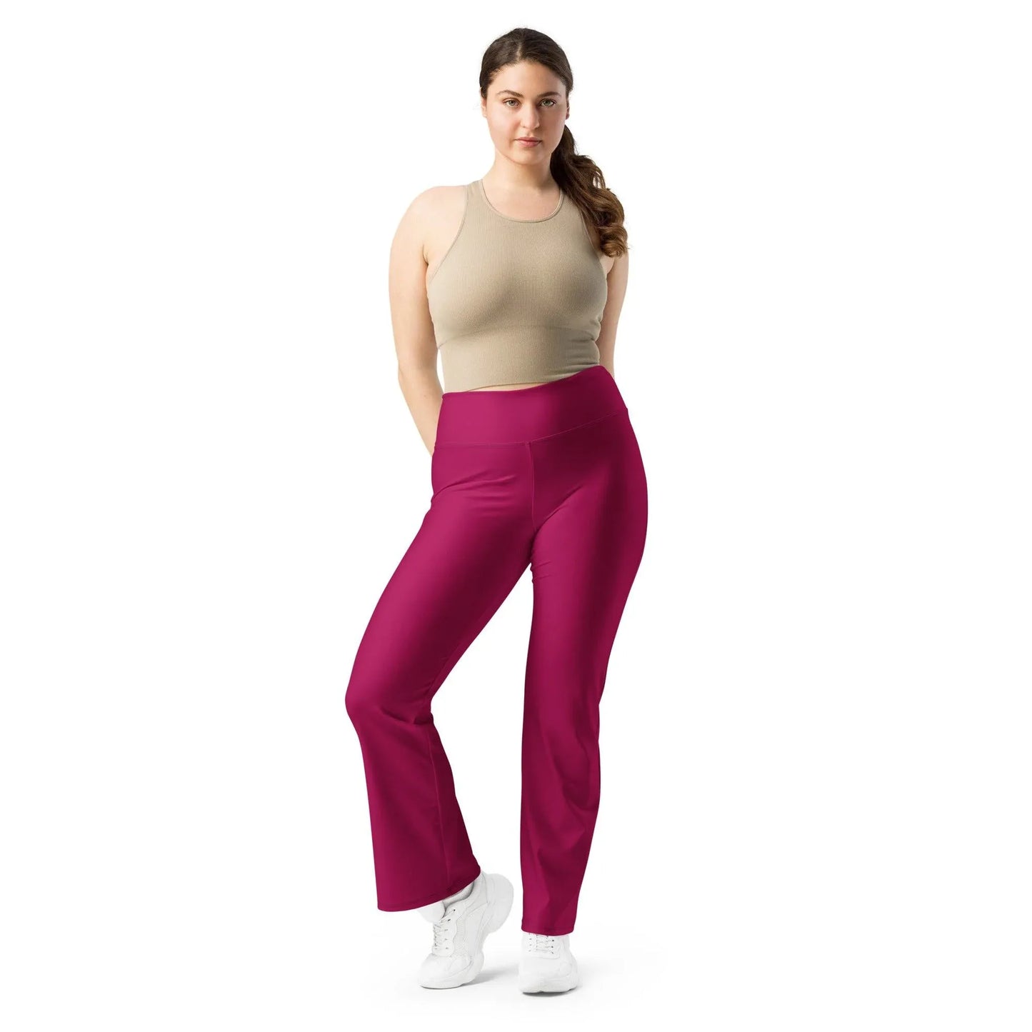 burgundy-high-waist-flare-leggings-flare-leggings-jlr-design-4 - JLR Design