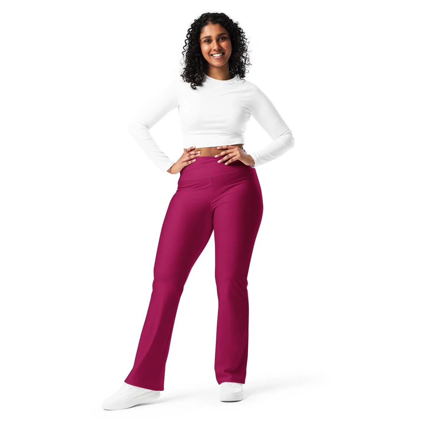 burgundy-high-waist-flare-leggings-flare-leggings-jlr-design-9 - JLR Design