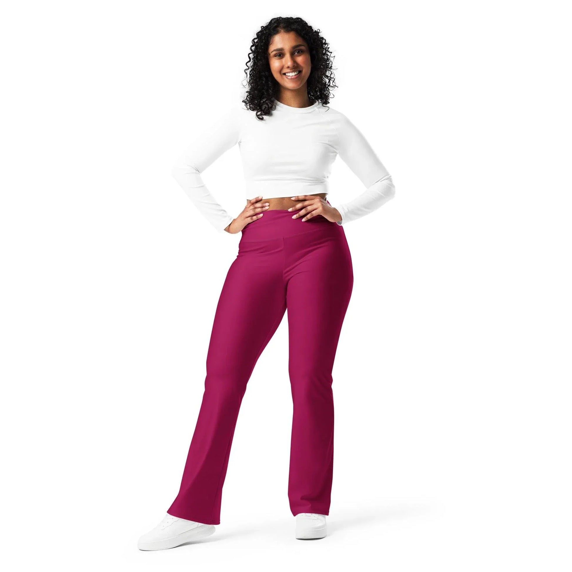 burgundy-high-waist-flare-leggings-flare-leggings-jlr-design-9 - JLR Design