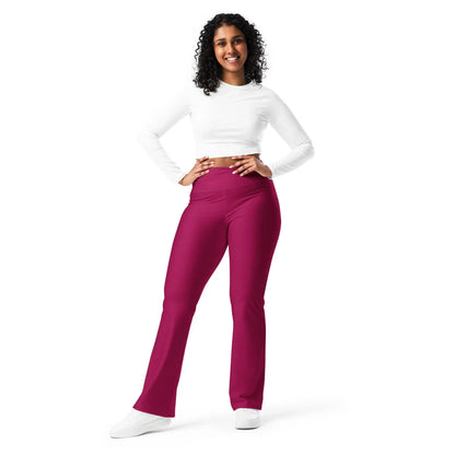 burgundy-high-waist-flare-leggings-flare-leggings-jlr-design-9 - JLR Design