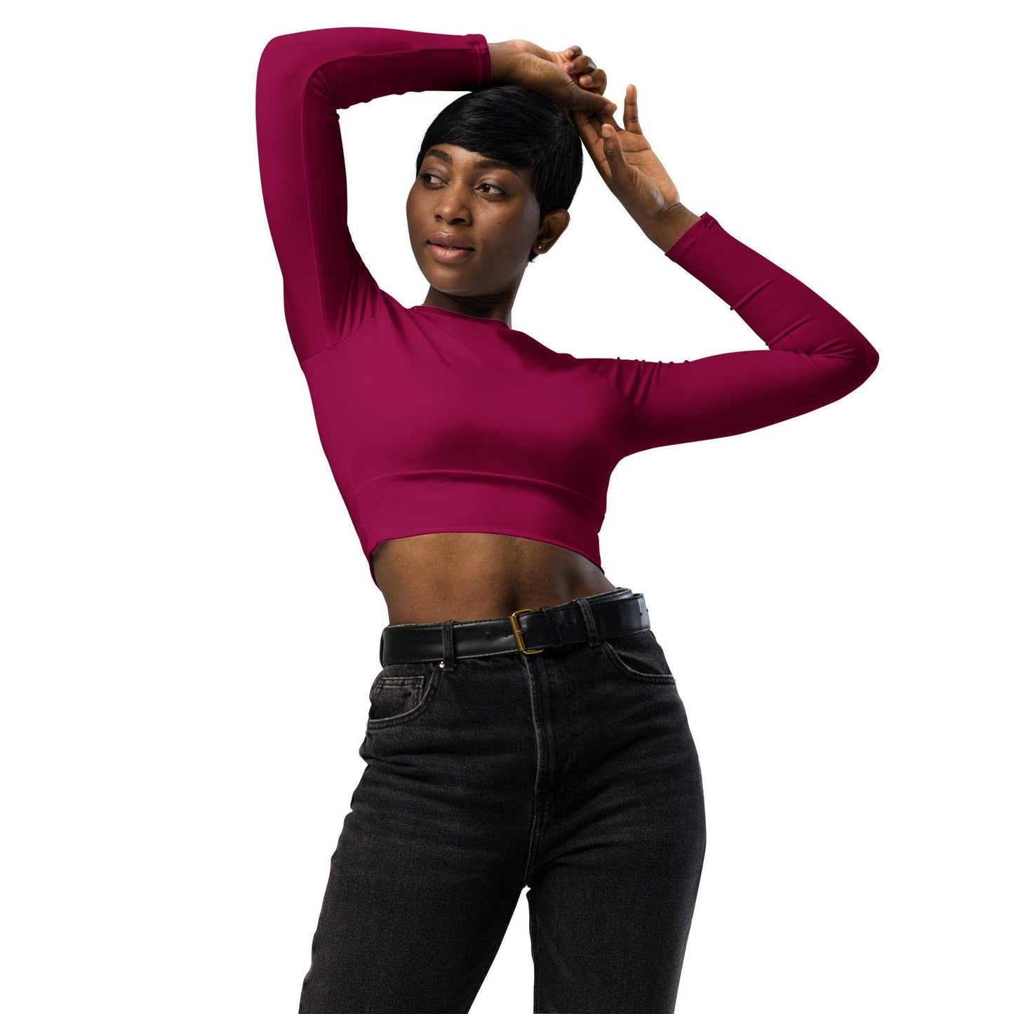 burgundy-long-sleeve-damen-crop-top-long-sleeve-crop-top-jlr-design-1 - JLR Design