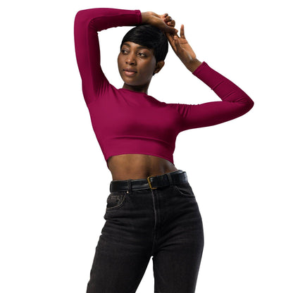 burgundy-long-sleeve-damen-crop-top-long-sleeve-crop-top-jlr-design-1 - JLR Design