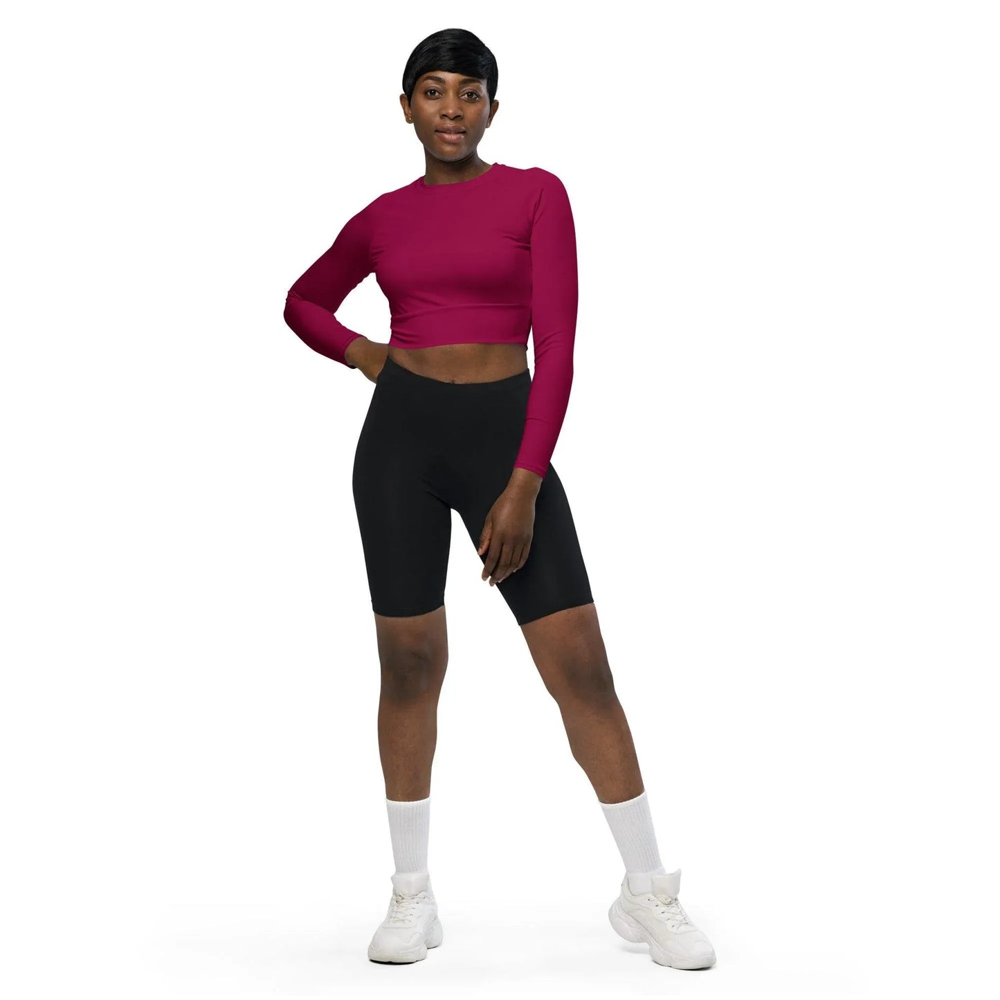 burgundy-long-sleeve-damen-crop-top-long-sleeve-crop-top-jlr-design-2 - JLR Design
