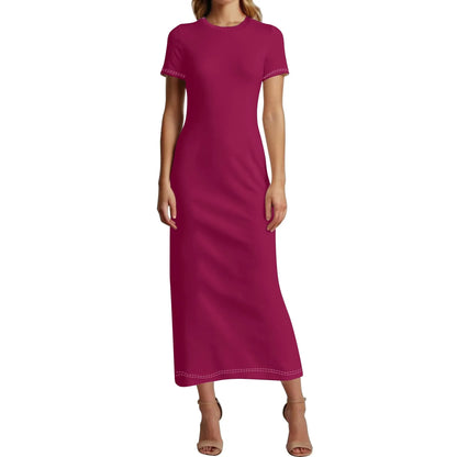 burgundy-short-sleeve-long-dress-long-dress-jlr-design-1 - JLR Design
