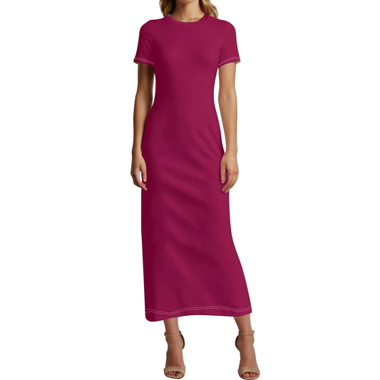 burgundy-short-sleeve-long-dress-long-dress-jlr-design-1 - JLR Design
