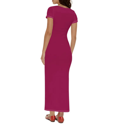 burgundy-short-sleeve-long-dress-long-dress-jlr-design-2 - JLR Design