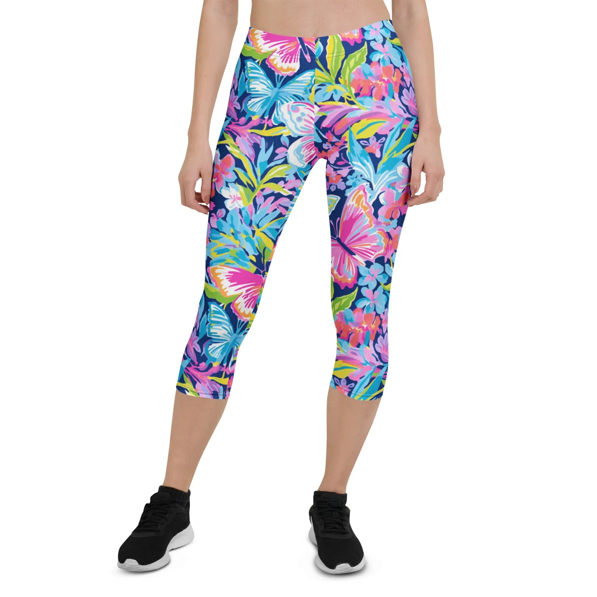 colorful-butterflies-v1-damen-capri-leggings-capri-leggings-jlr-design-1 - JLR Design