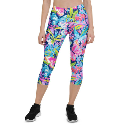 colorful-butterflies-v1-damen-capri-leggings-capri-leggings-jlr-design-1 - JLR Design