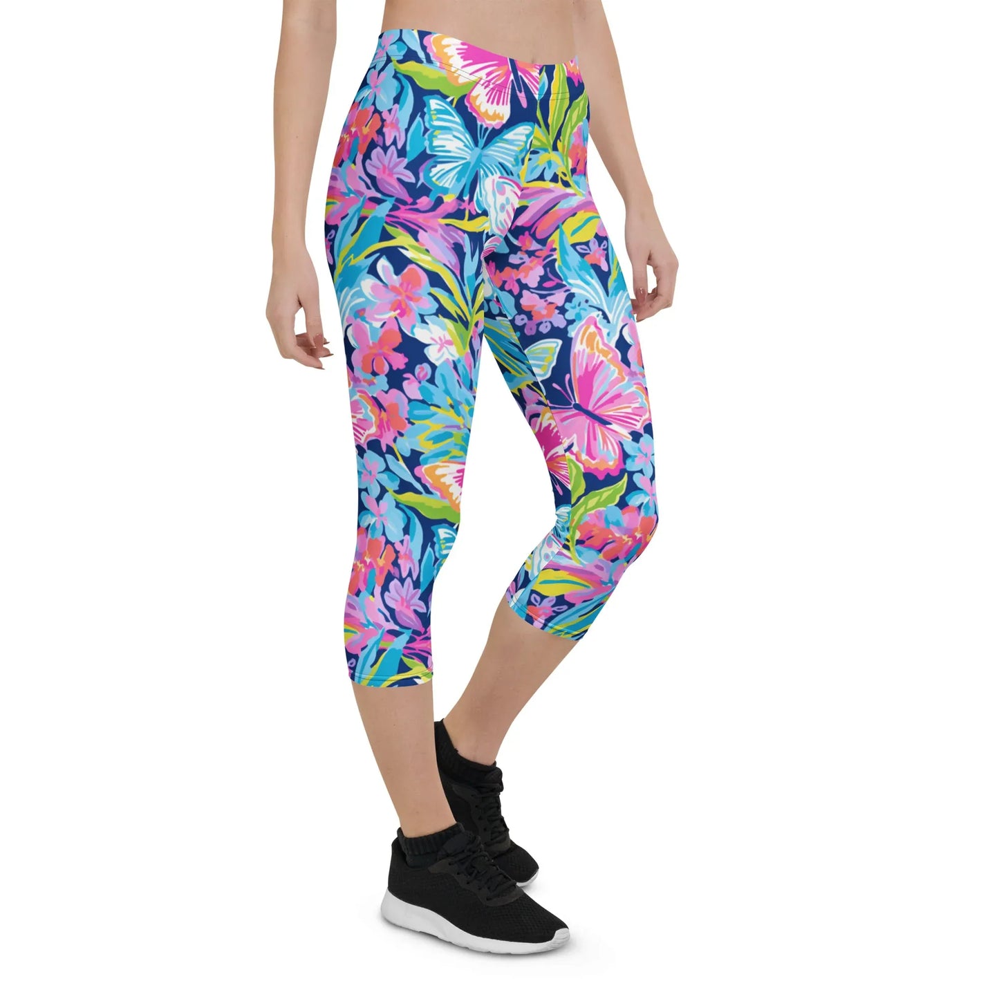 colorful-butterflies-v1-damen-capri-leggings-capri-leggings-jlr-design-12 - JLR Design