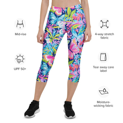 colorful-butterflies-v1-damen-capri-leggings-capri-leggings-jlr-design-6 - JLR Design