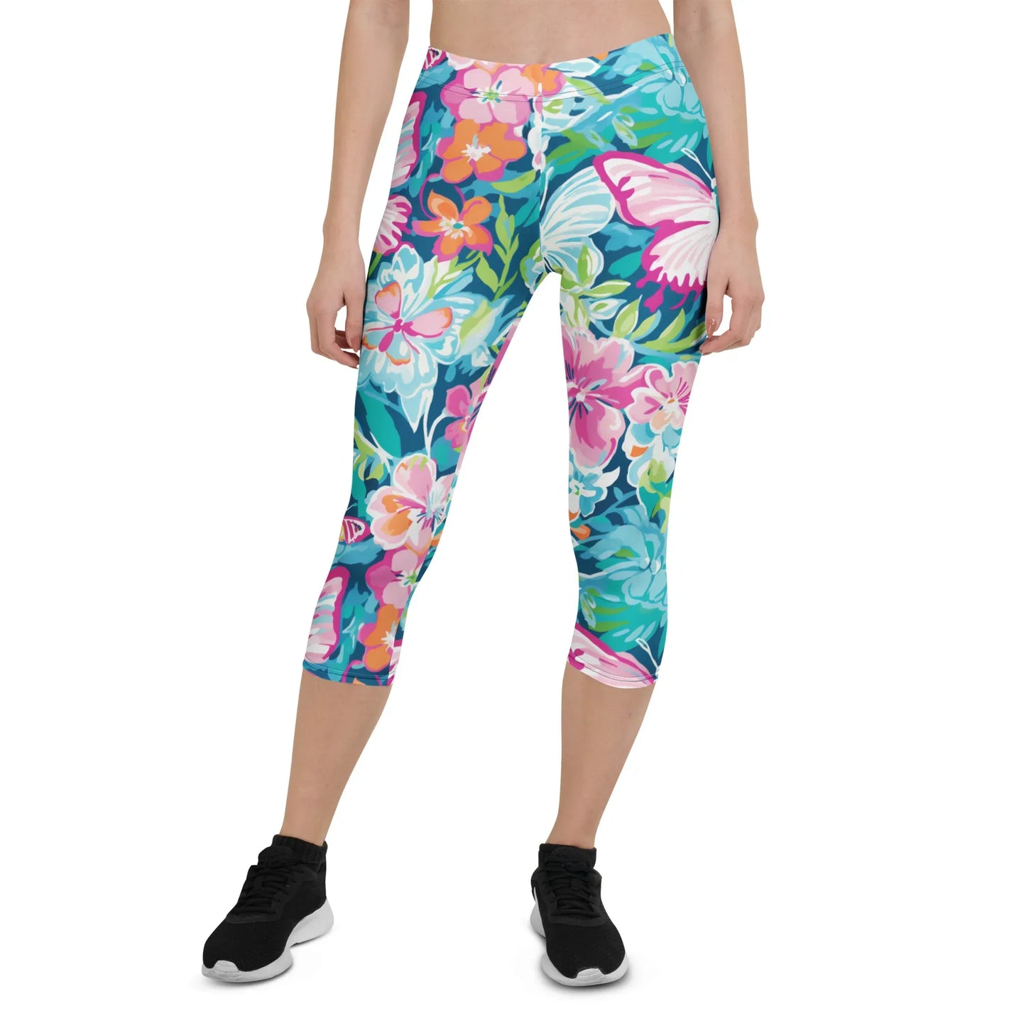 colorful-butterflies-v3-damen-capri-leggings-capri-leggings-jlr-design-1 - JLR Design