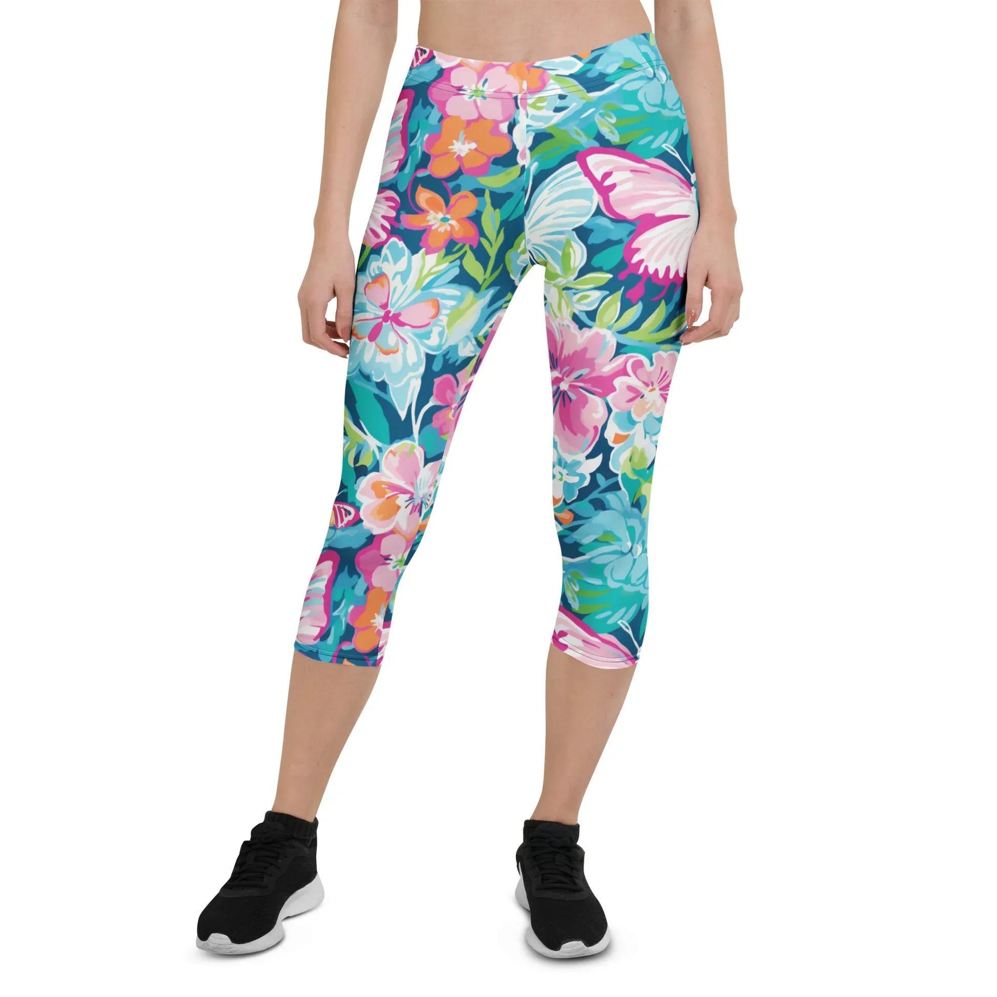 colorful-butterflies-v3-damen-capri-leggings-capri-leggings-jlr-design-1 - JLR Design