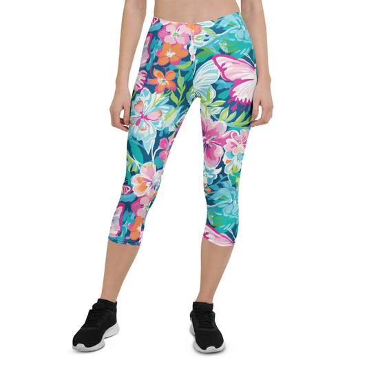 colorful-butterflies-v3-damen-capri-leggings-capri-leggings-jlr-design-1 - JLR Design