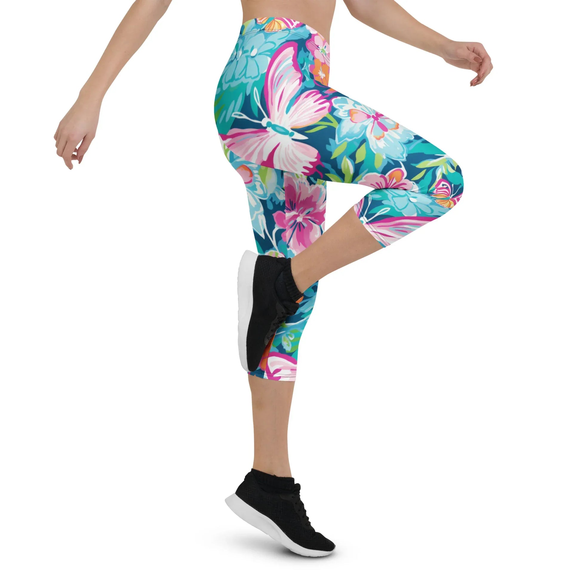 colorful-butterflies-v3-damen-capri-leggings-capri-leggings-jlr-design-10 - JLR Design