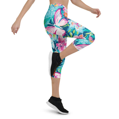 colorful-butterflies-v3-damen-capri-leggings-capri-leggings-jlr-design-10 - JLR Design