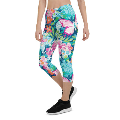 colorful-butterflies-v3-damen-capri-leggings-capri-leggings-jlr-design-11 - JLR Design