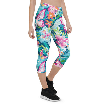 colorful-butterflies-v3-damen-capri-leggings-capri-leggings-jlr-design-12 - JLR Design