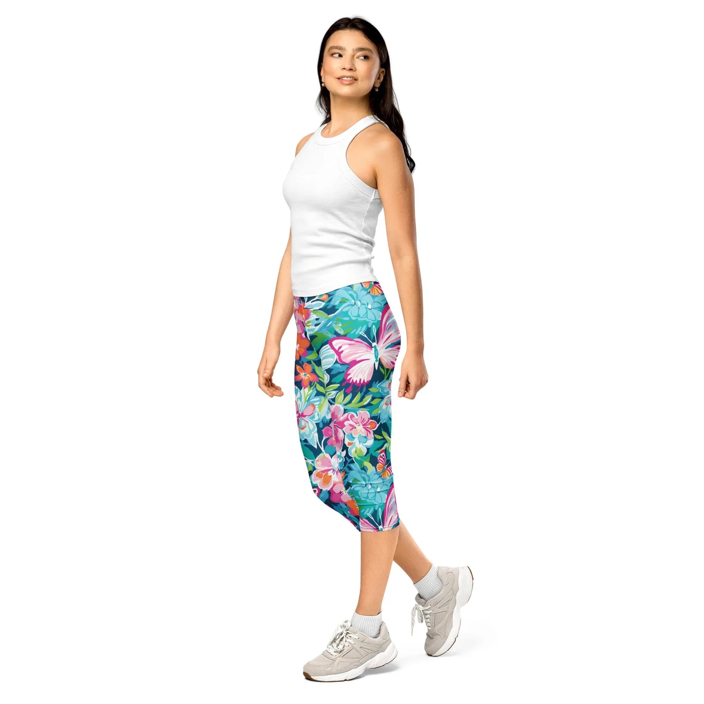 colorful-butterflies-v3-damen-capri-leggings-capri-leggings-jlr-design-3 - JLR Design