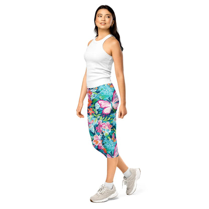 colorful-butterflies-v3-damen-capri-leggings-capri-leggings-jlr-design-3 - JLR Design