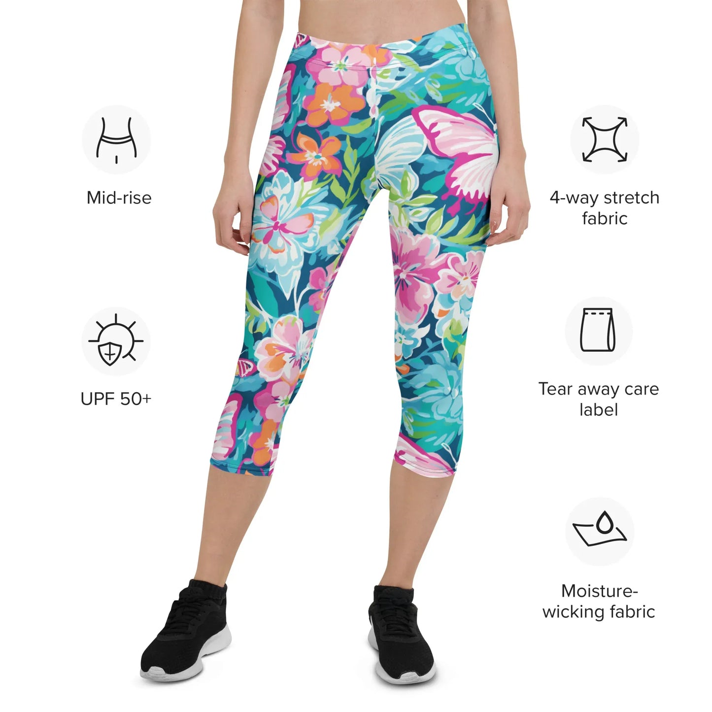 colorful-butterflies-v3-damen-capri-leggings-capri-leggings-jlr-design-6 - JLR Design