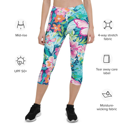colorful-butterflies-v3-damen-capri-leggings-capri-leggings-jlr-design-6 - JLR Design