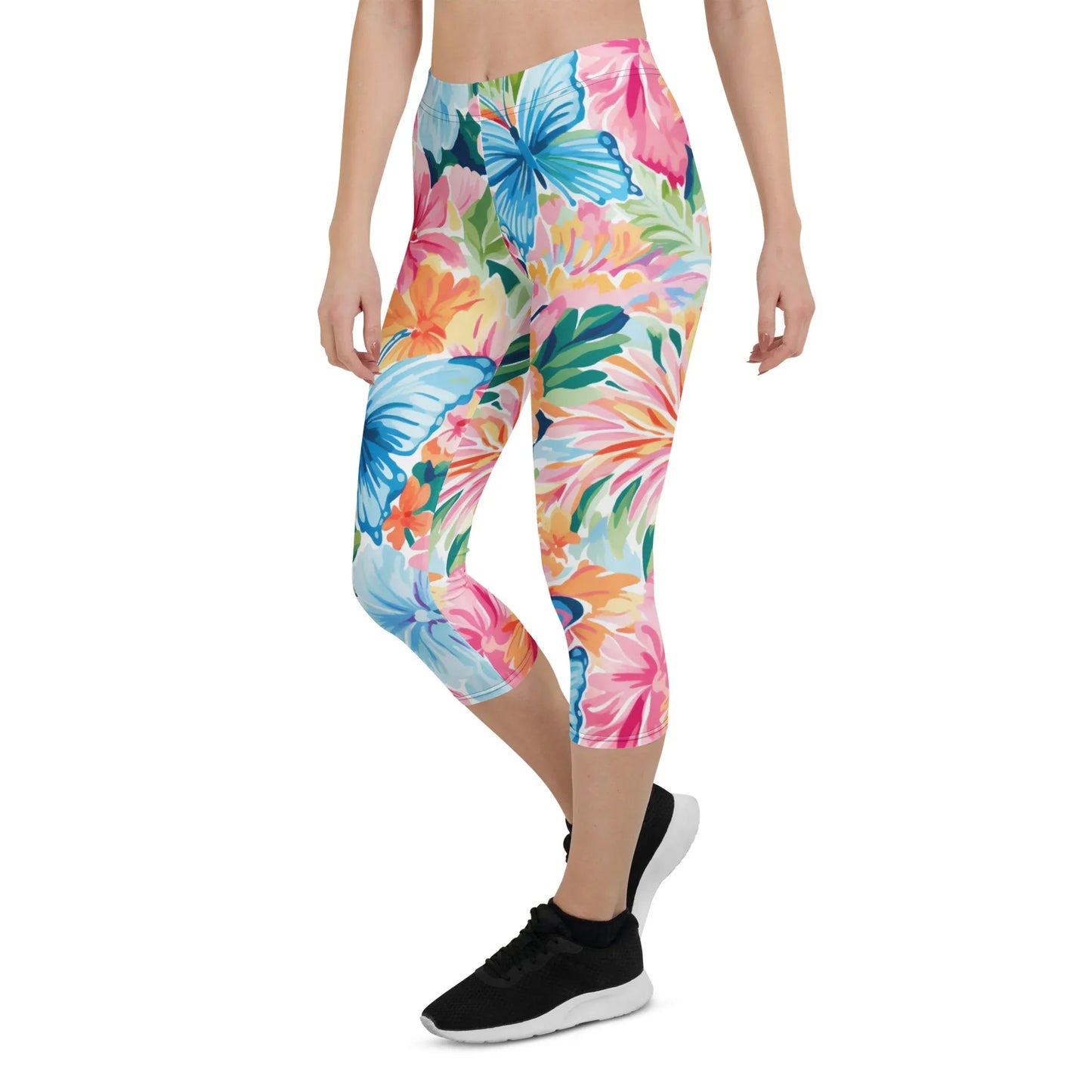 colorful-butterflies-v4-damen-capri-leggings-capri-leggings-jlr-design-11 - JLR Design