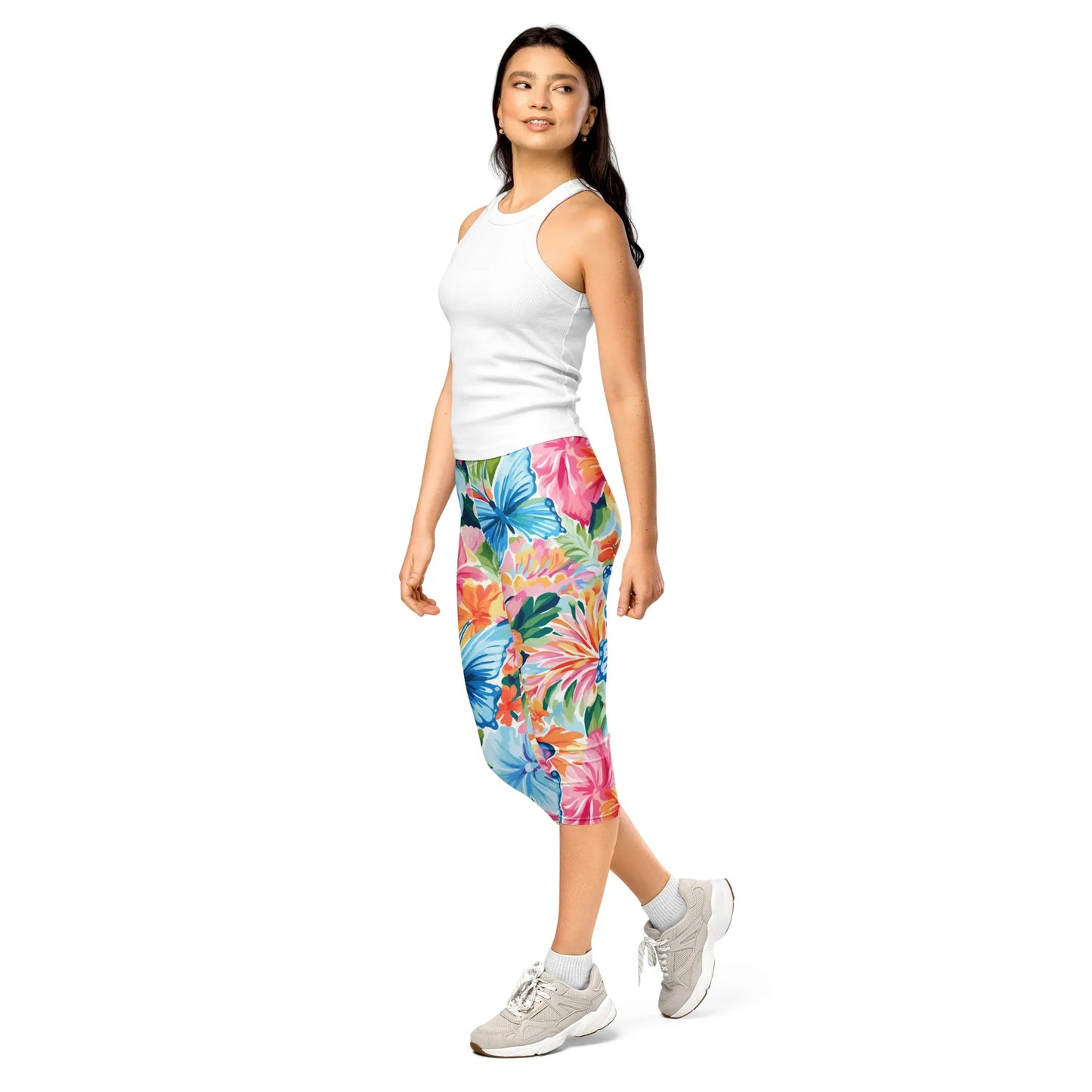 colorful-butterflies-v4-damen-capri-leggings-capri-leggings-jlr-design-3 - JLR Design