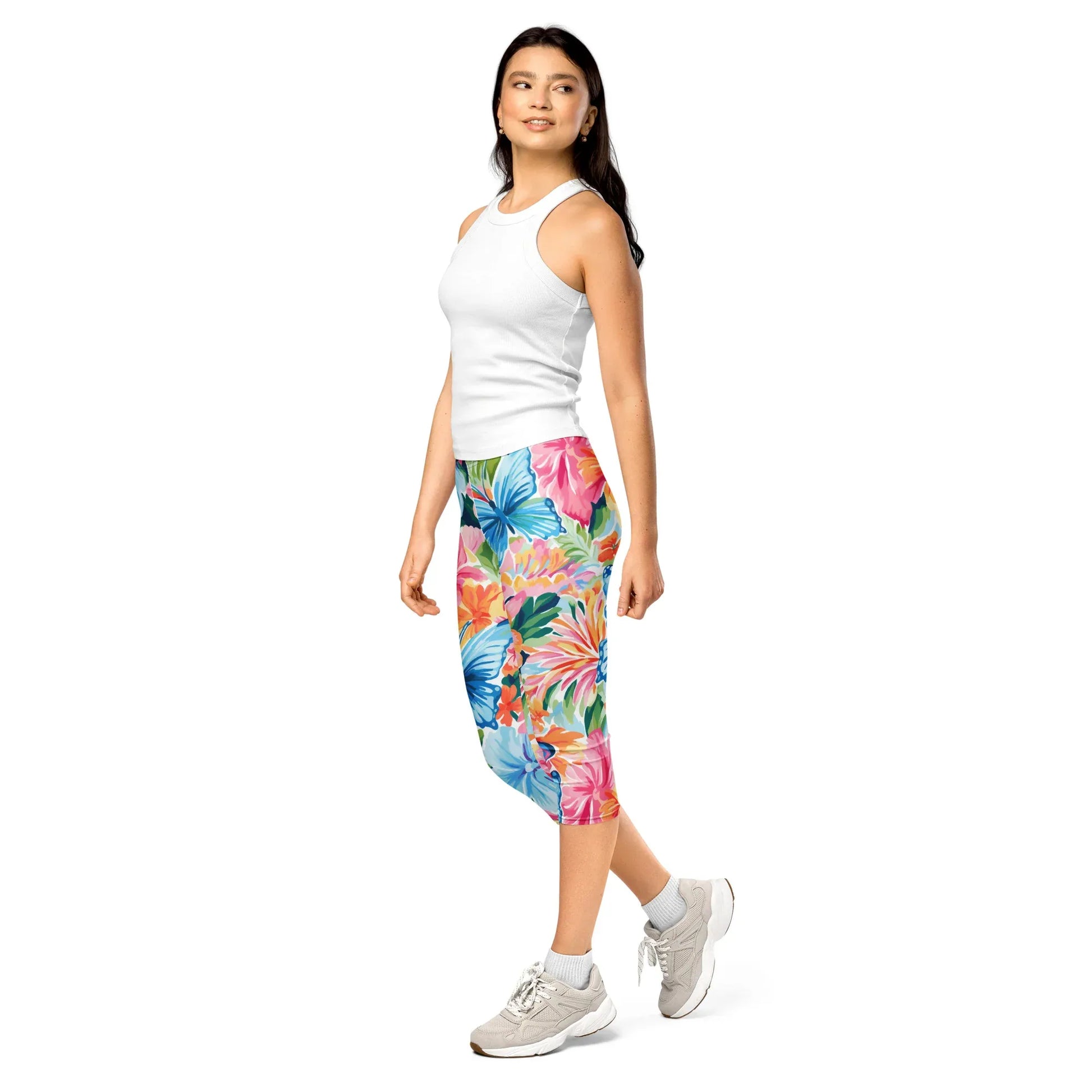 colorful-butterflies-v4-damen-capri-leggings-capri-leggings-jlr-design-3 - JLR Design