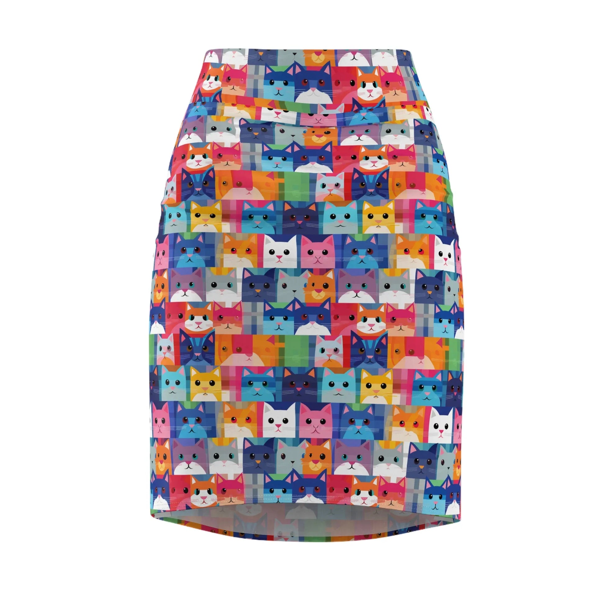 colorful-cat-v1-bleistiftrock-fur-damen-eleganter-mid-waist-rock-mit-stretch-komfort-bleistiftrock-jlr-design-4 - JLR Design